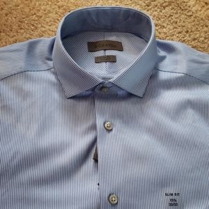 Men's Blue Pinstripe Dress Shirt